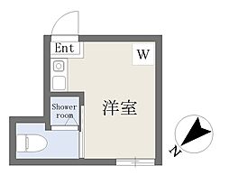 サークルハウス国立 1階ワンルームの間取り