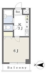 グリーンウッド 1階1Kの間取り