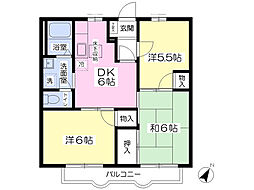 カーム国立 1階3DKの間取り