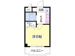 メビウスプラザI 3階1Kの間取り