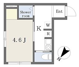 西武新宿線 小平駅 徒歩6分の賃貸アパート 1階1Kの間取り