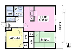ワールドウイング 2LDKの間取図画像