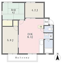 ミキハイツ 3DKの間取図画像