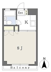 グリーンハイツ小川 1Kの間取図画像