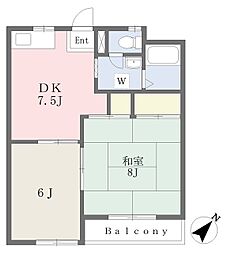 第三コーポ内藤 2DKの間取図画像