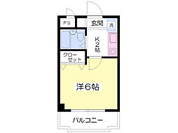 メビウスプラザ1 1Kの間取図画像