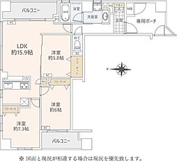 リッツタワー八王子 3LDKの間取図画像