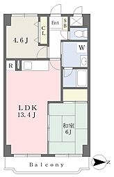 グランシャトレーＤＡＩＷＡ 4階2LDKの間取り