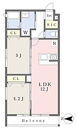 キナリエ徳庵南館 2階2LDKの間取り