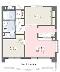 グラン・プラース 4階2LDKの間取り