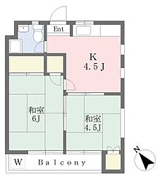 JR総武本線 新小岩駅 徒歩10分の賃貸マンション 3階2Kの間取り
