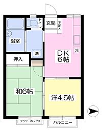 日暮里舎人ライナー 舎人駅 徒歩7分の賃貸アパート 2階2DKの間取り