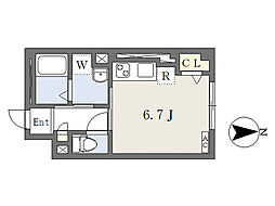 マム花の木 2階ワンルームの間取り