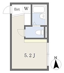 京急本線 大森町駅 徒歩12分の賃貸マンション 2階ワンルームの間取り