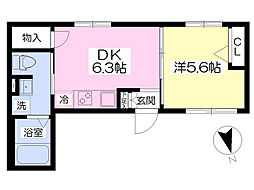 プラザ和草 1DKの間取図画像