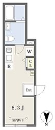 ラリヴィエールテール西日暮里 ワンルームの間取図画像