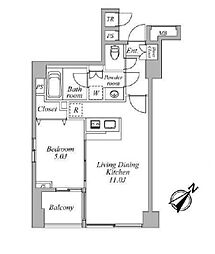 セントラルクリブ六本木1 1LDKの間取図画像