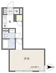 ＣＯＺＹ茶屋ヶ坂 1階1Kの間取り