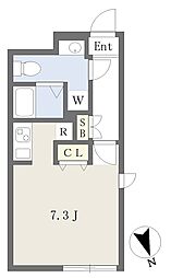 Ｂｒａｎｃｈｅ車道 2階ワンルームの間取り