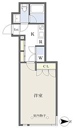 ＣＯＺＹ茶屋ヶ坂 2階1Kの間取り