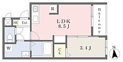 ＭＯＶＥ新守山ＳＯＵＴＨ 2階1LDKの間取り