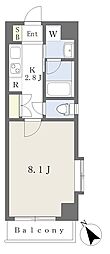 フラット豊岡通 1Kの間取図画像