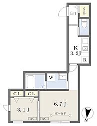 Residence de 八事 2Kの間取図画像