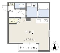 ルシエル氷室2 ワンルームの間取図画像