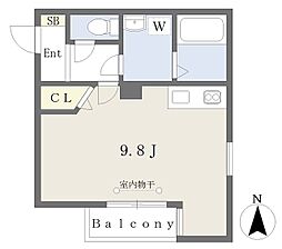 ルシエル氷室2 ワンルームの間取図画像