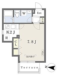 quador桜山 1Kの間取図画像