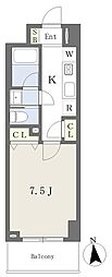 RicoEtoileMidorigaoka 1Kの間取図画像