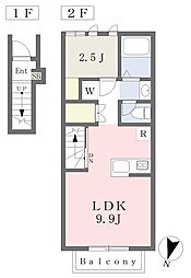 ピース北河原町A 1LDKの間取図画像