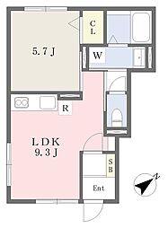Albero 1LDKの間取図画像