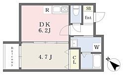 K-TSUCHIYAMA 1DKの間取図画像