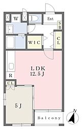 グランデージ上杉 1階1LDKの間取り