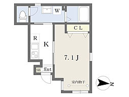 パレロワイヤル 1階1Kの間取り