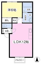 ハイツ・フルール 1LDKの間取図画像