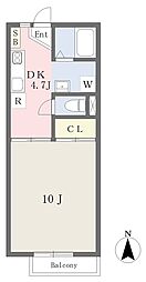 グリーンハイツ 1DKの間取図画像