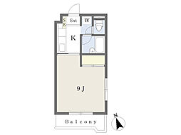 金剛ハイツ 1Kの間取図画像