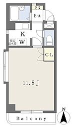 オーレ808上杉 1Kの間取図画像