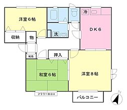 パルーデ七番館 3DKの間取図画像