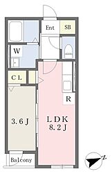 ジオ新寺 1LDKの間取図画像