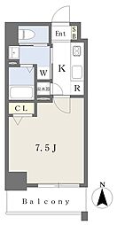 ソラシア京橋大阪城 7階1Kの間取り