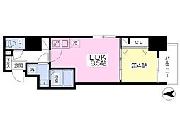 ノーブルコート堺筋本町 10階1LDKの間取り