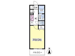 ヴァンヴェール枚方 4階1Kの間取り