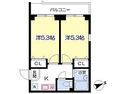 JR東海道・山陽本線 東淀川駅 徒歩9分の賃貸マンション 1階2Kの間取り