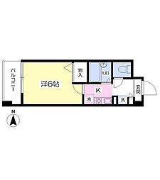 エムロード福島 2階1Kの間取り