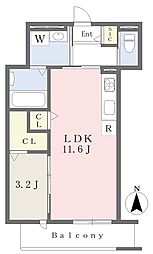 プリュメ 1LDKの間取図画像