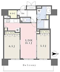 ブランズタワー御堂筋本町 2LDKの間取図画像