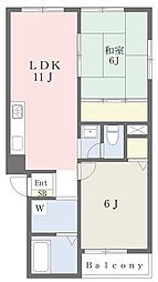 ノルエスタ上島1号館 2LDKの間取図画像